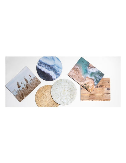 Square Shoreline Hardboard Coaster 4 Pack in Multi