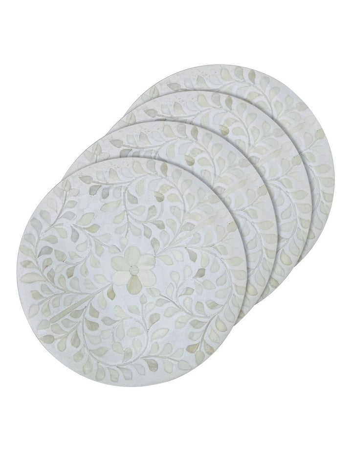 Round Hardboard Placement 4 Pack in Pearl