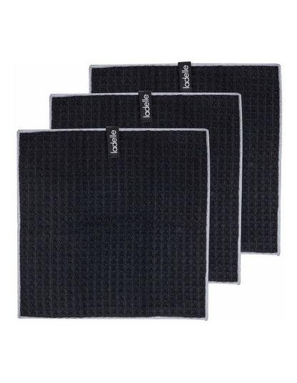 Mega Waffle Microfibre Dishcloth 3 Pack in Black
