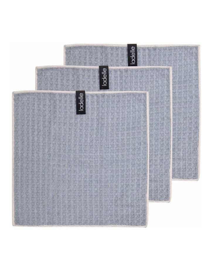 Mega Waffle Microfibre Dishcloth 3 Pack in Grey