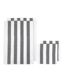 Stripe Kitchen Towel and Dishcloth 4 Piece in Black