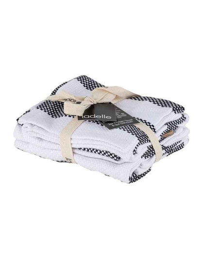 Stripe Kitchen Towel and Dishcloth 4 Piece in Black