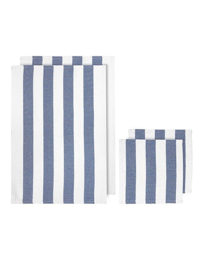 Stripe Kitchen Towel and Dishcloth 4 Piece in Blue