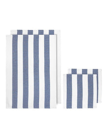 Stripe Kitchen Towel and Dishcloth 4 Piece in Blue