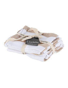 Stripe Kitchen Towel and Dishcloth 4 Piece in Taupe