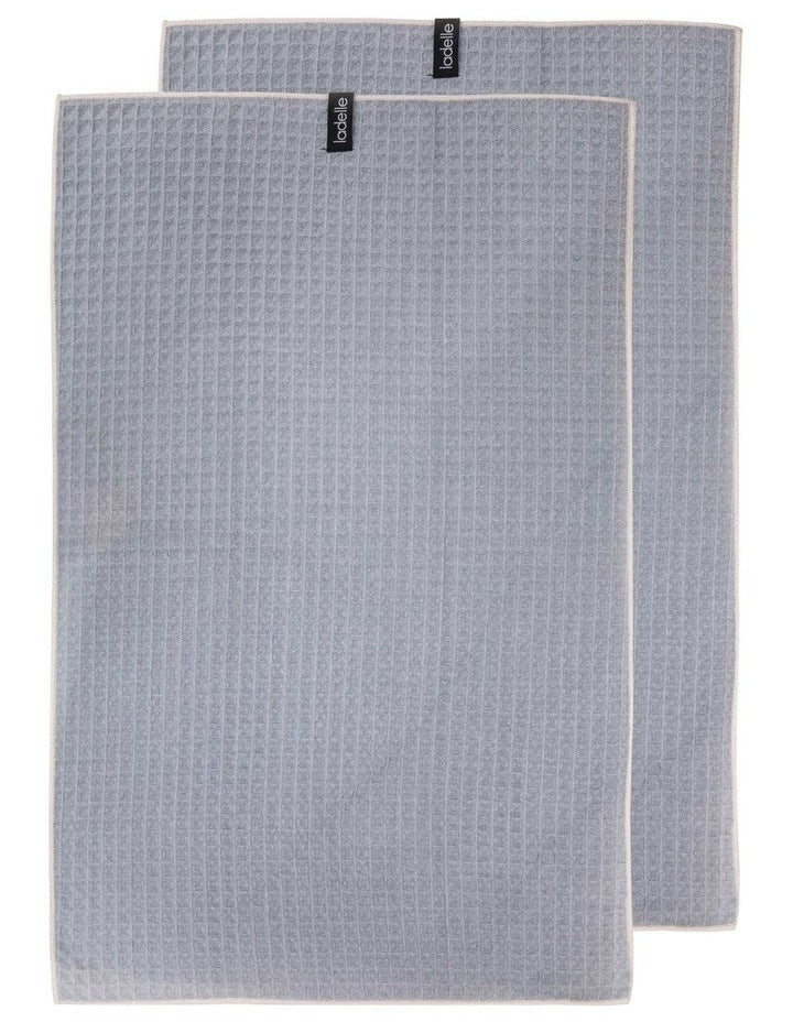 Mega Waffle Microfibre Kitchen Towel 2 Pack in Grey