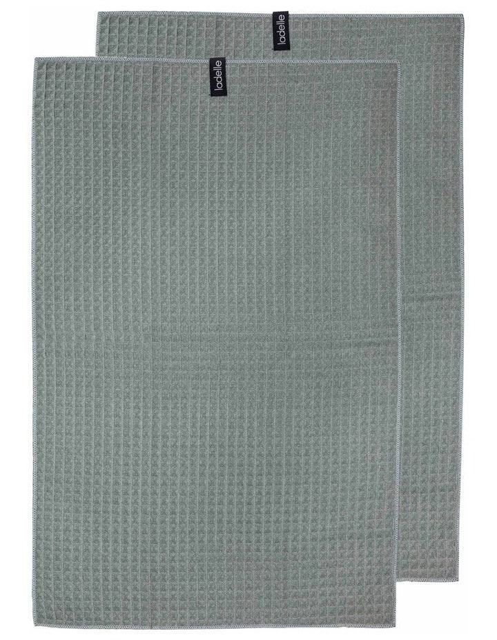Mega Waffle Microfibre Kitchen Towel 2 Pack in Sage