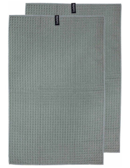 Mega Waffle Microfibre Kitchen Towel 2 Pack in Sage