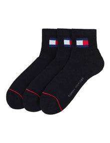 Flag Quarter Crew Socks 3 Pack in Black