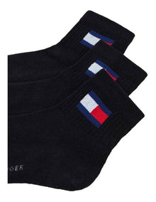 Flag Quarter Crew Socks 3 Pack in Black