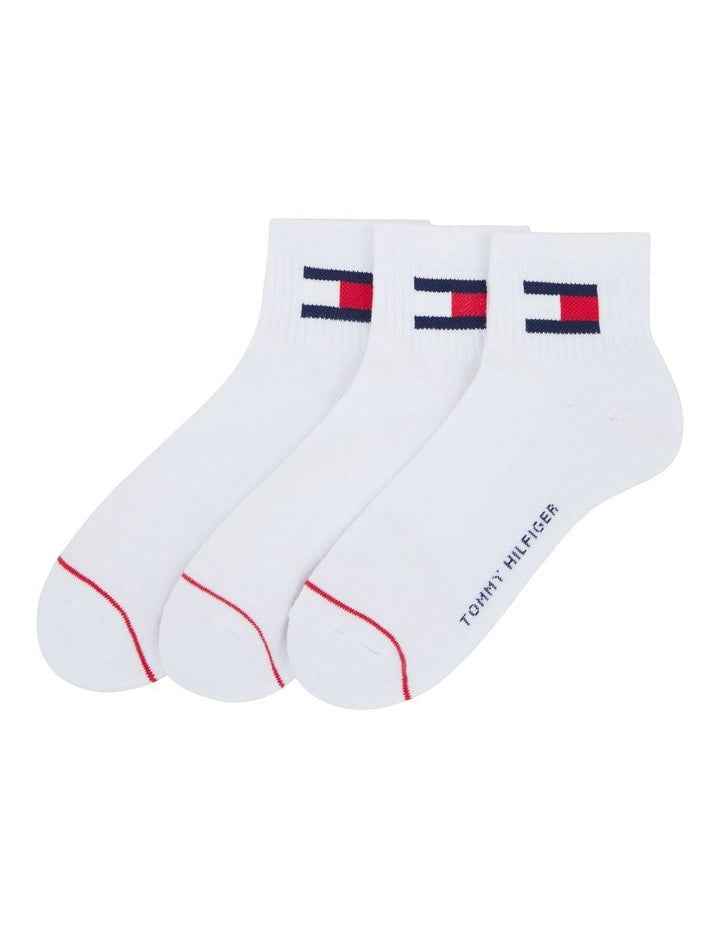 Flag Quarter Crew Socks 3 Pack in White