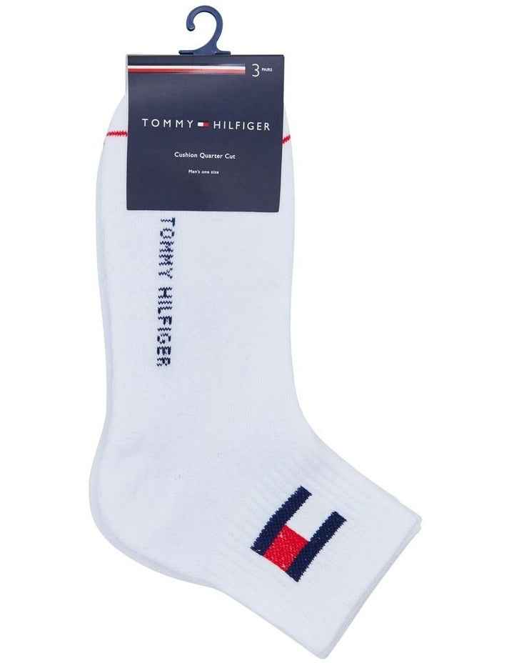 Flag Quarter Crew Socks 3 Pack in White