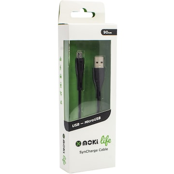 Moki Life Micro USB To USB Syncharge Cable 90cm each
