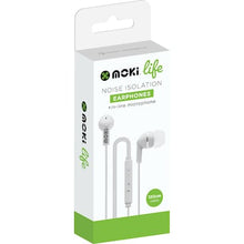 Moki Life Noise Isolation Earphones & In Line Microphone each