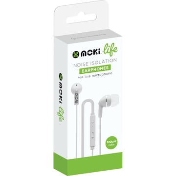 Moki Life Noise Isolation Earphones & In Line Microphone each