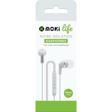 Moki Life Noise Isolation Earphones & In Line Microphone each