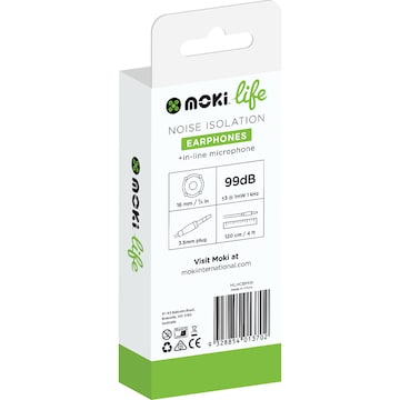 Moki Life Noise Isolation Earphones & In Line Microphone each