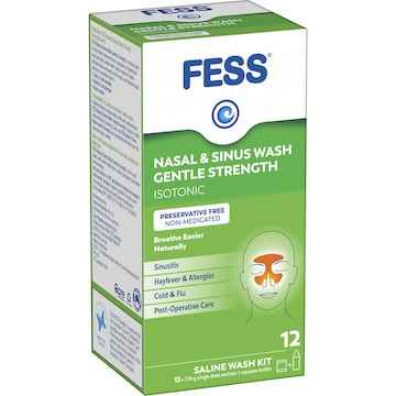 Fess Nasal & Sinus Saline Wash Kit Gentle Strength 12 pack