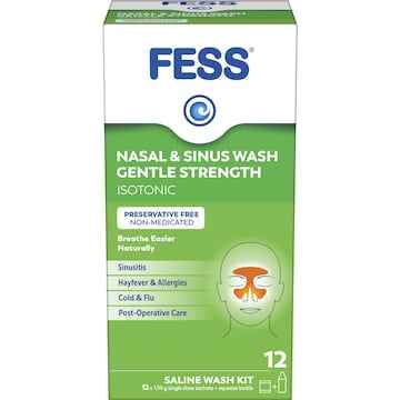Fess Nasal & Sinus Saline Wash Kit Gentle Strength 12 pack