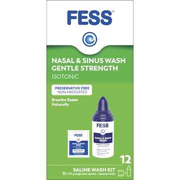 Fess Nasal & Sinus Saline Wash Kit Gentle Strength 12 pack