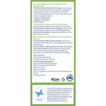 Fess Nasal & Sinus Saline Wash Kit Gentle Strength 12 pack