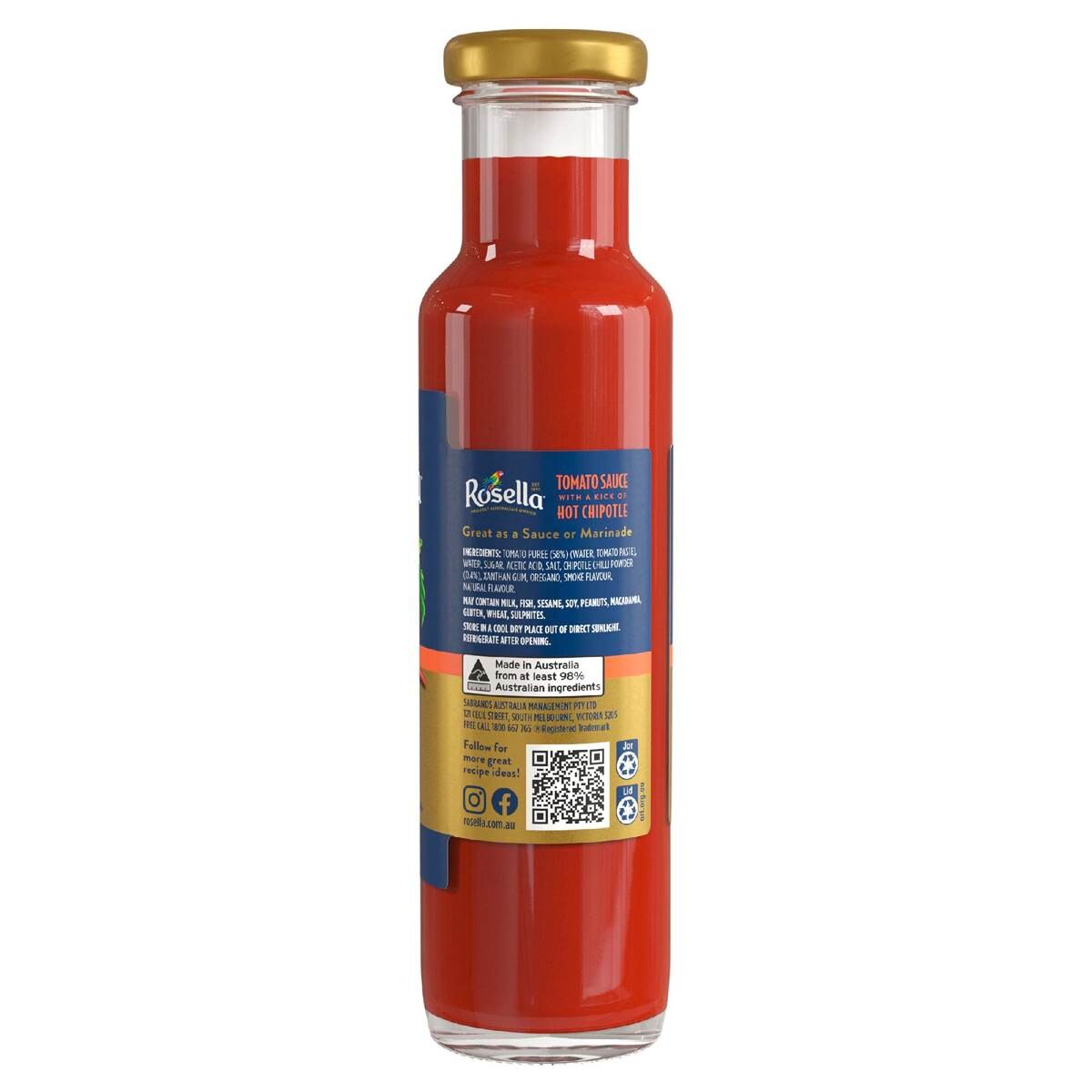 Rosella Tomato Sauce With A Kick Of Hot Chipotle 250mL