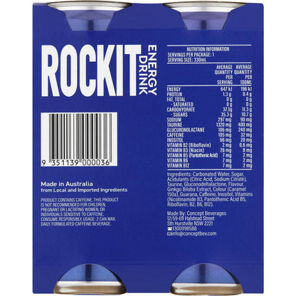 Rockit Energy Drink Cans 330mL x 4 pack