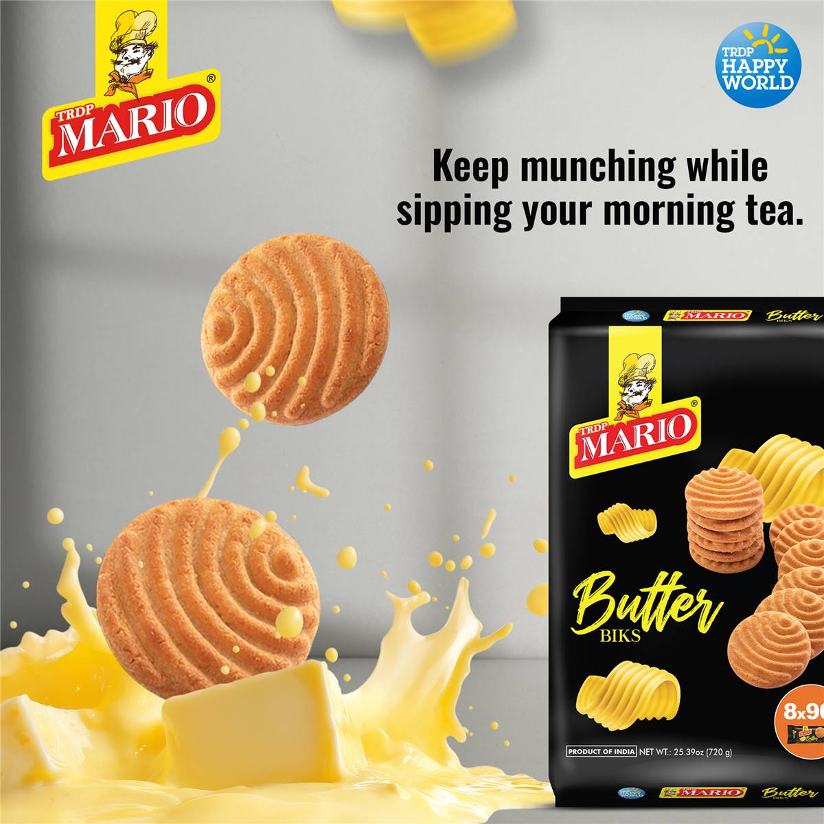Mario Butter Biks Biscuits 90g x 8 pack