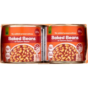 Woolworths Baked Beans In Tomato Sauce 220g x 4 pack