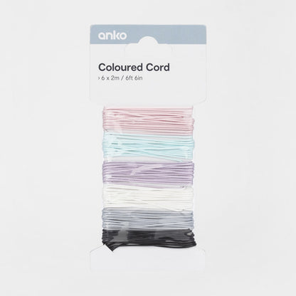 6 Pack Coloured Cord