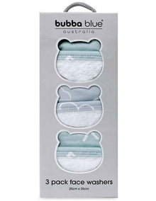 Nordic 3 Pack Face Washers in Blue