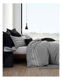 Fitzgerald Coal Quilt Cover Set in Stone