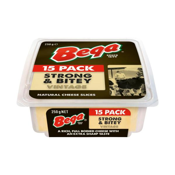 BEGA CHEESE SLICES STRONG & BITEY VINTAGE 250G