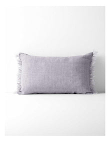 Vintage Linen Fringe Cushion in Lavender