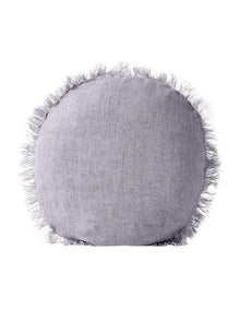 Vintage Linen Fringe Cushion in Lavender