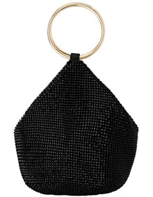 Ellie Crystal Mesh Top Handle Bag in Black