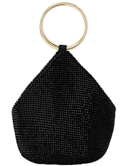 Ellie Crystal Mesh Top Handle Bag in Black