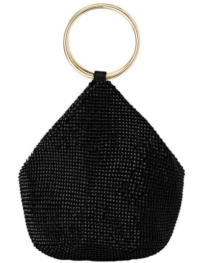 Ellie Crystal Mesh Top Handle Bag in Black