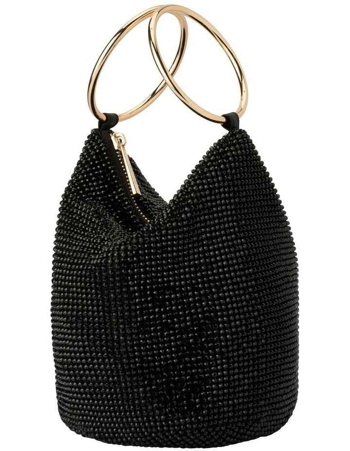 Ellie Crystal Mesh Top Handle Bag in Black