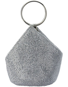 Ellie Crystal Mesh Top Handle Bag in Silver