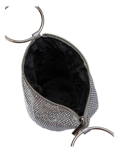 Ellie Crystal Mesh Top Handle Bag in Silver