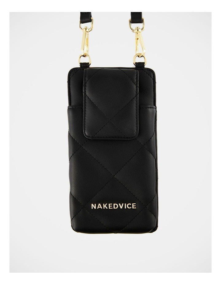 The Casey Gold Phone Bag Crossbody Bag in Black