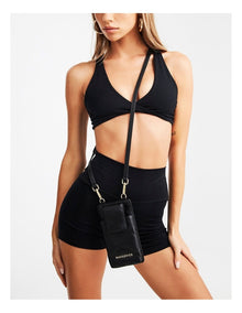 The Casey Gold Phone Bag Crossbody Bag in Black