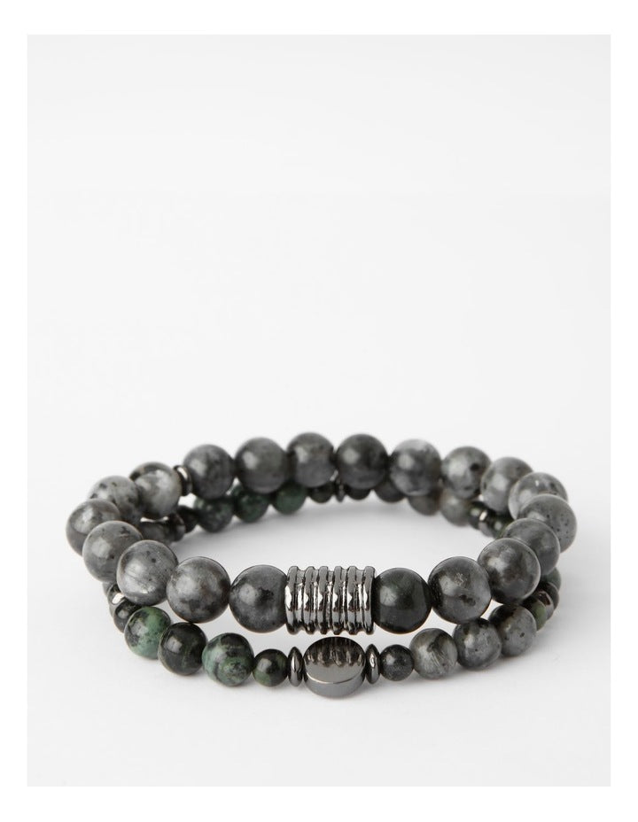 Semi Precious Bracelets 2pk in Black
