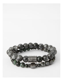 Semi Precious Bracelets 2pk in Black