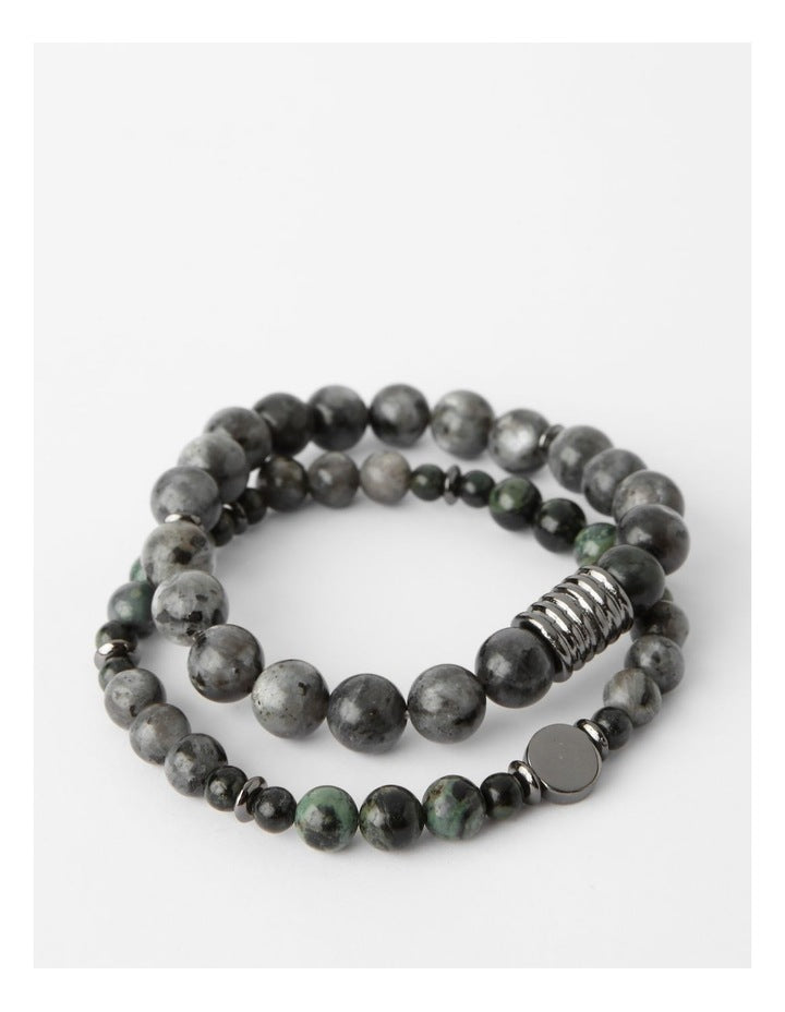 Semi Precious Bracelets 2pk in Black