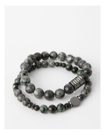 Semi Precious Bracelets 2pk in Black