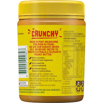 Bega Peanut Butter Crunchy 470g