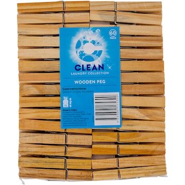 Clean Wooden Peg 60 Pack