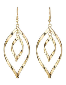 Elongated Teardrop Twist Earrings in Gold